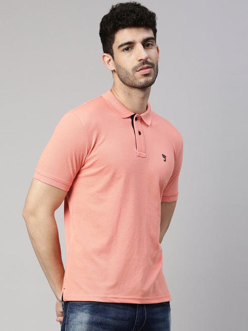 Peach Solid Polo Tshirt